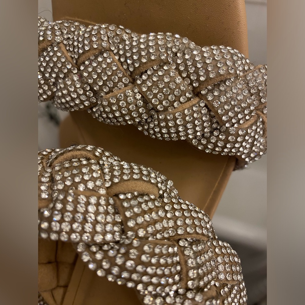 STEVE MADDEN | tan bejeweled heels size 9.5 never worn - Picture 4 of 8